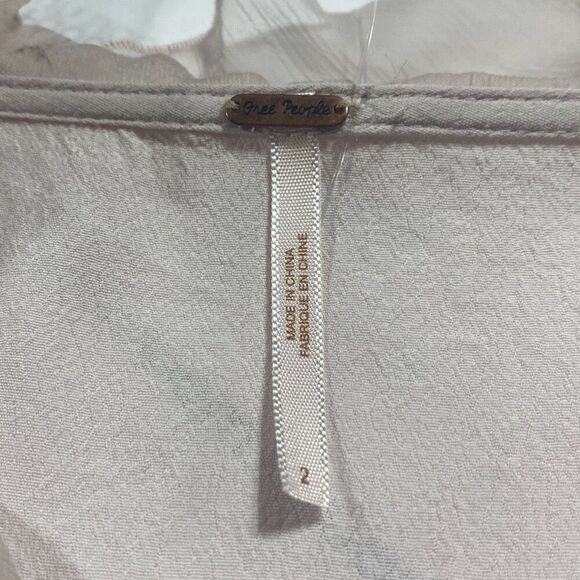 Free People Pretty Chiffon Ruffle Mini Dress Shift Pockets Sleeveless Pink 2 - Picture 12 of 14